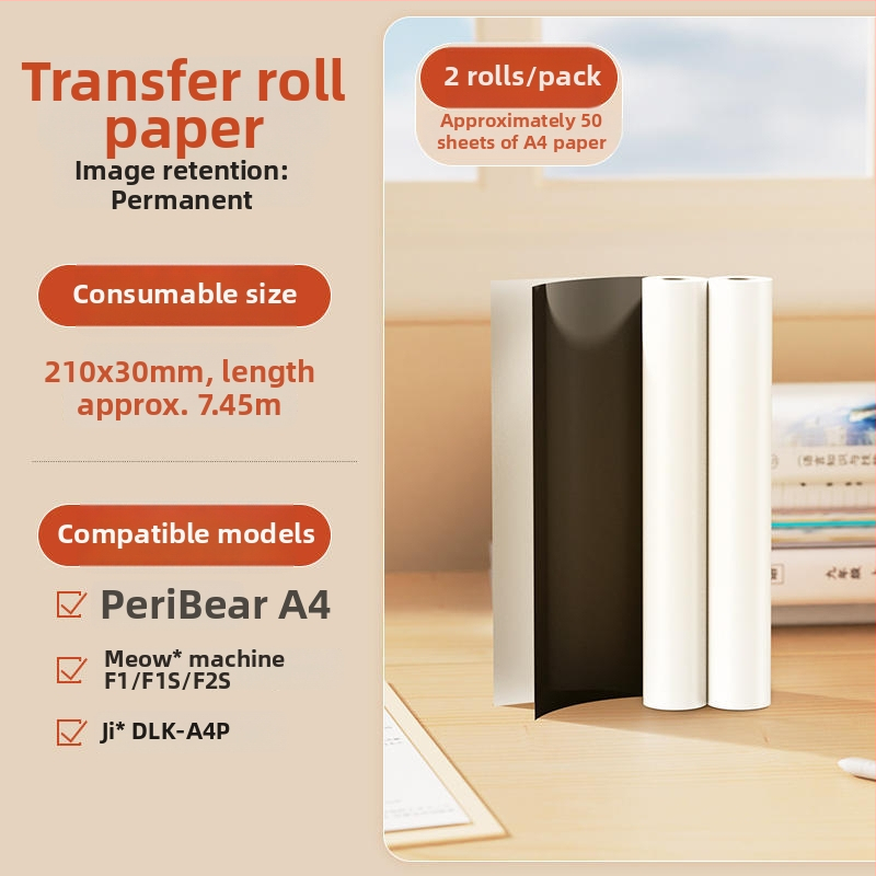 Mini tlačiareň A4 pre domáce použitie, prenášateľná tlačiareň bez atramentu pre domáce úlohy a študijné materiály