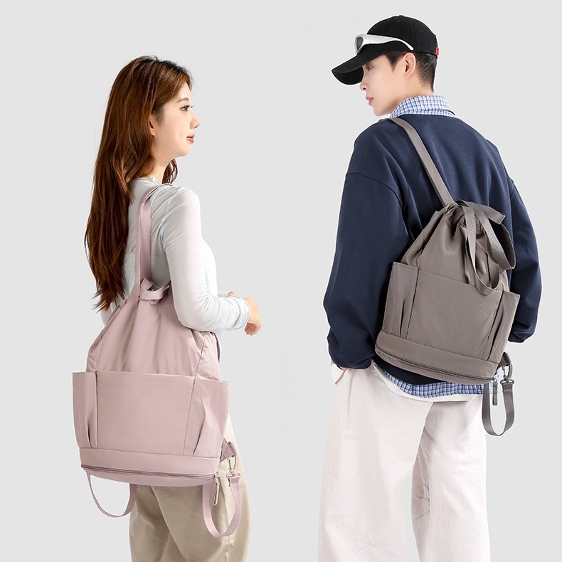 Japanskog stila minimalistički ruksak s vezicama, odjeljak za mokro i suho, za plivanje i trening, ručna torba, svestrana za svakodnevnu i putnu upotrebu, dvostruka upotreba