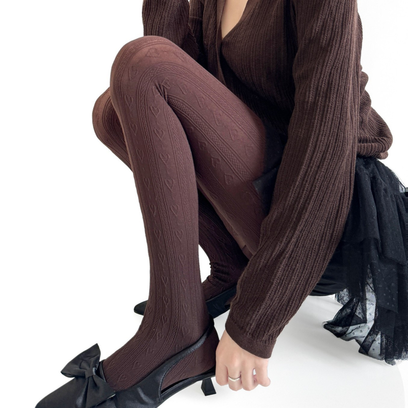 Őszi vékony női leggings függőleges szív mintával, Miu karcsúsító hatás, szürke és koffein színű harisnyanadrág téli szezonra.