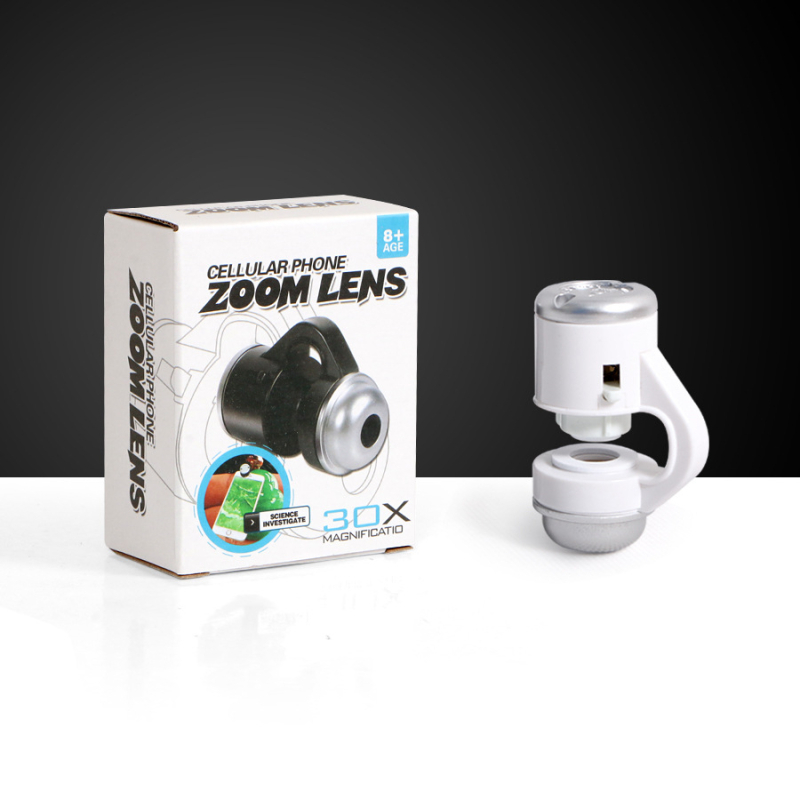 Microscop portabil pentru copii cu clips pentru telefon și iluminare LED, instrument științific manual