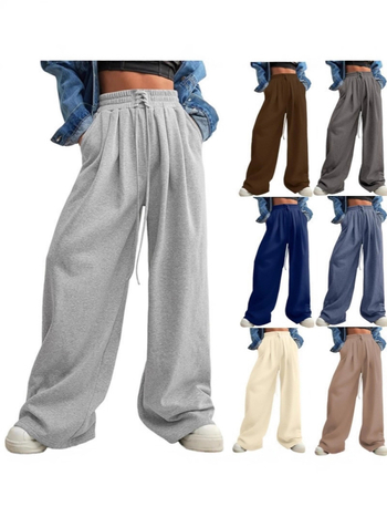 Pantaloni sport casual pentru femei, talie cu șnur și elastic, croială lejeră – primăvară-vară