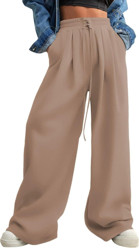 Pantaloni sport casual pentru femei, talie cu șnur și elastic, croială lejeră – primăvară-vară