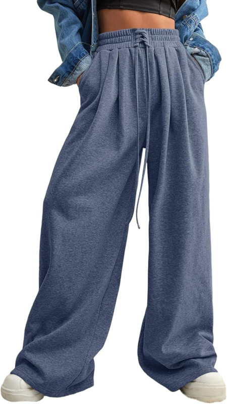 Pantaloni sport casual pentru femei, talie cu șnur și elastic, croială lejeră – primăvară-vară