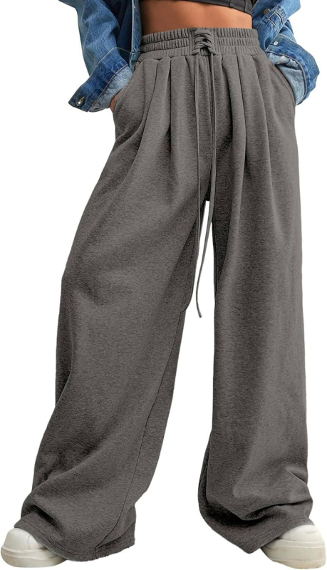 Pantaloni sport casual pentru femei, talie cu șnur și elastic, croială lejeră – primăvară-vară