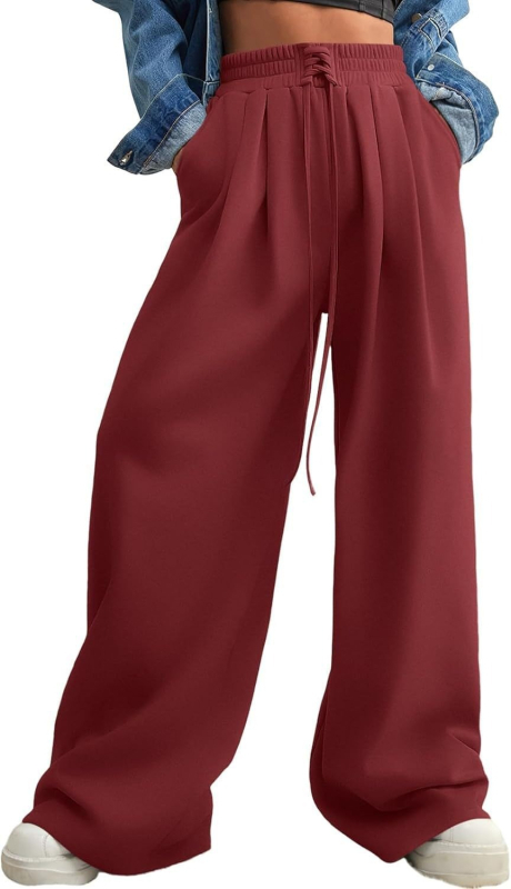 Pantaloni sport casual pentru femei, talie cu șnur și elastic, croială lejeră – primăvară-vară
