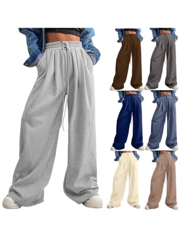 Pantaloni sport casual pentru femei, talie cu șnur și elastic, croială lejeră – primăvară-vară