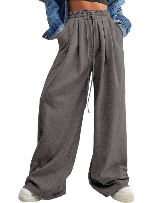 Pantaloni sport casual pentru femei, talie cu șnur și elastic, croială lejeră – primăvară-vară