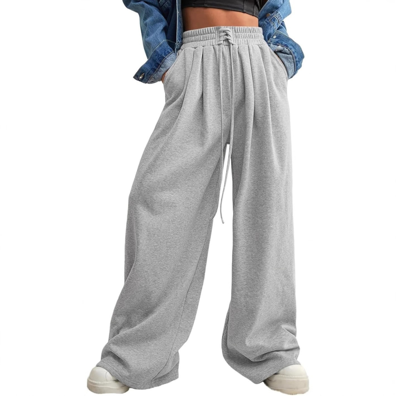 Pantaloni sport casual pentru femei, talie cu șnur și elastic, croială lejeră – primăvară-vară