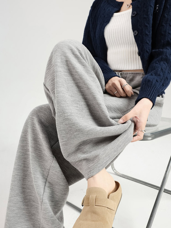 Pantaloni trening kaki pentru femei, primăvara 2026, croi îngust, talie înaltă, croi drept lejer, pantaloni largi