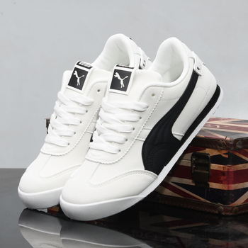 Adidași casual din piele, unisex, pentru primăvară-vară, talpă din cauciuc, design color-block, șireturi, căptuțe textile, respirabili