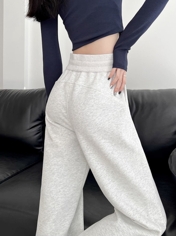 Pantaloni de trening pentru femei, gri închis, talie înaltă, croială dreaptă, primăvară–toamnă 2026, Lulu pantaloni magici