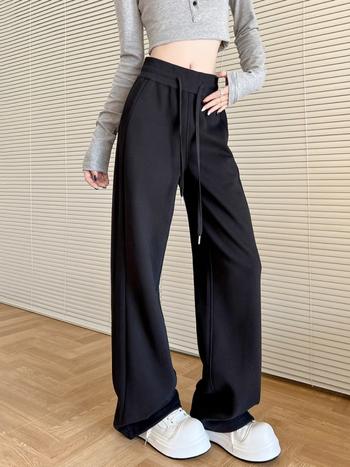 Pantaloni de trening pentru femei, gri închis, talie înaltă, croială dreaptă, primăvară–toamnă 2026, Lulu pantaloni magici