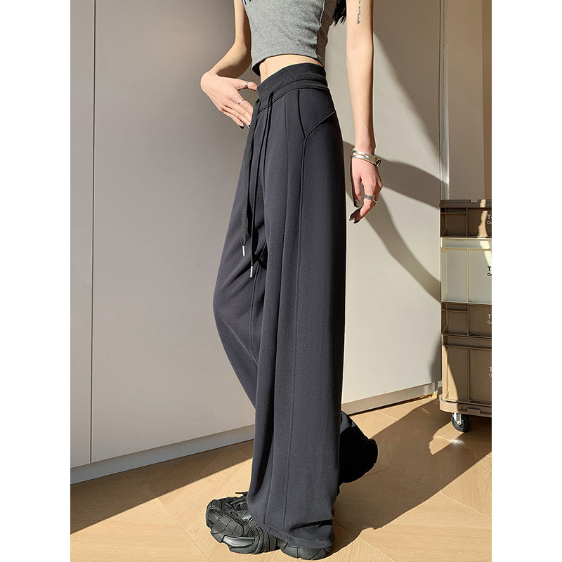 Pantaloni de trening pentru femei, gri închis, talie înaltă, croială dreaptă, primăvară–toamnă 2026, Lulu pantaloni magici