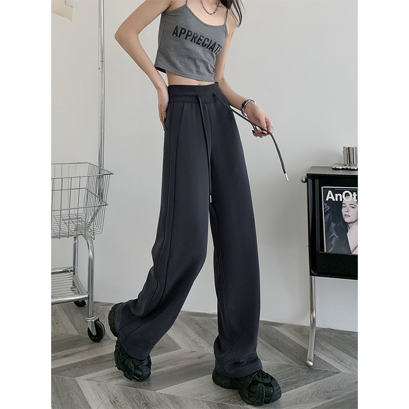 Pantaloni de trening pentru femei, gri închis, talie înaltă, croială dreaptă, primăvară–toamnă 2026, Lulu pantaloni magici