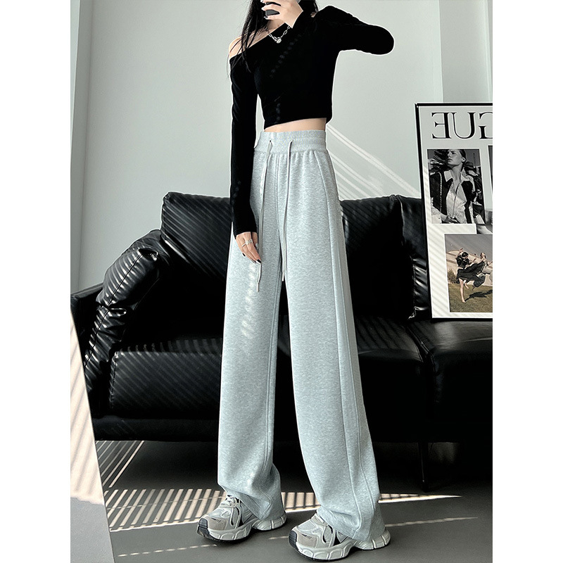 Pantaloni de trening pentru femei, gri închis, talie înaltă, croială dreaptă, primăvară–toamnă 2026, Lulu pantaloni magici