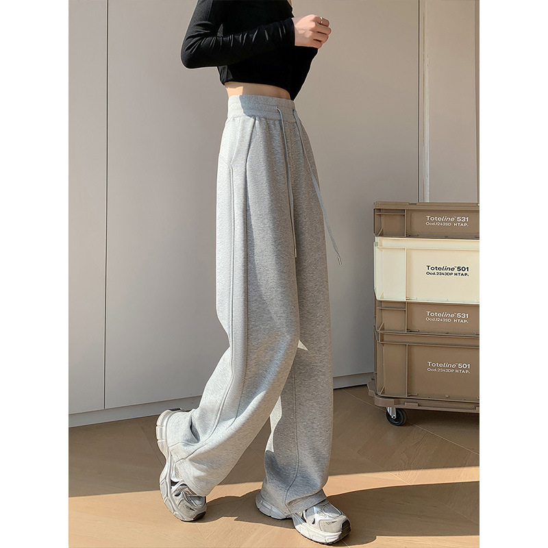 Pantaloni de trening pentru femei, gri închis, talie înaltă, croială dreaptă, primăvară–toamnă 2026, Lulu pantaloni magici