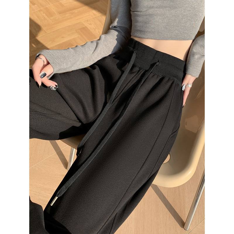 Pantaloni de trening pentru femei, gri închis, talie înaltă, croială dreaptă, primăvară–toamnă 2026, Lulu pantaloni magici
