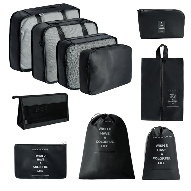 Set od 10 torbi za putovanje s twill materijalom, za prtljagu i odjeću – prijenosni organizatori