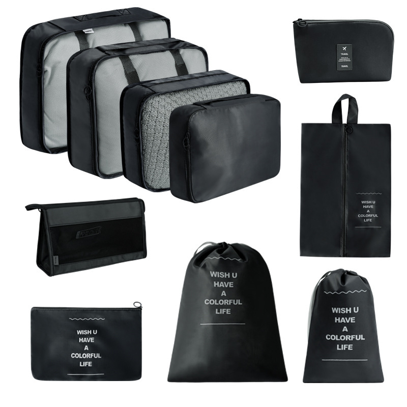 Set od 10 torbi za putovanje s twill materijalom, za prtljagu i odjeću – prijenosni organizatori