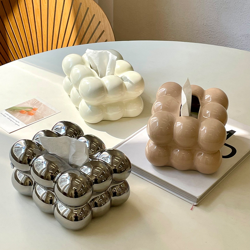 Keramička kutija za maramice s marshmallow dizajnom, kreativni ukras za blagovaonu stolnu plohu, lagani luksuz kućna dekoracija
