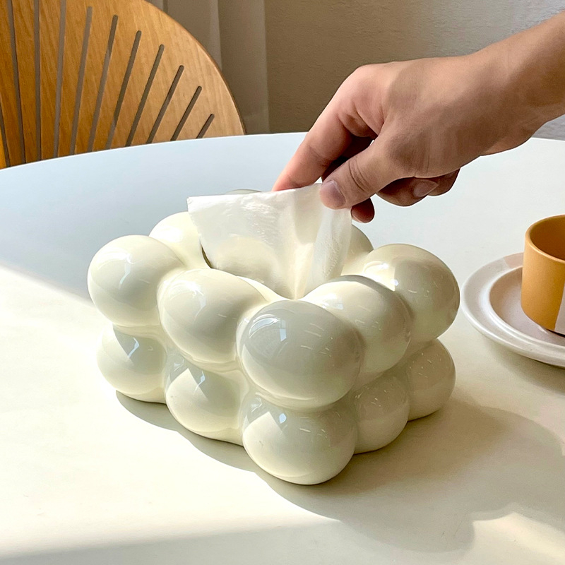 Keramička kutija za maramice s marshmallow dizajnom, kreativni ukras za blagovaonu stolnu plohu, lagani luksuz kućna dekoracija