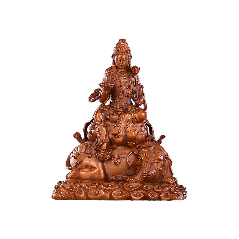 Bakrena statua Manjushri-Puxian u sjedećem položaju za dom i ured – mini Buddha ukras