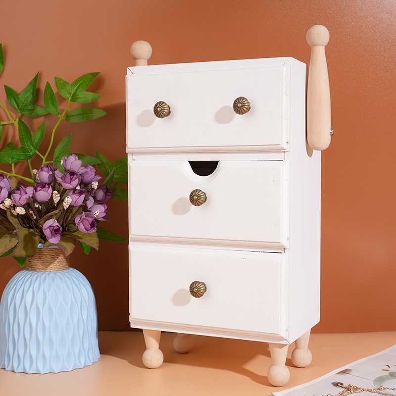 Drvena stolna kutija za pohranu s retro dizajnom robota za nakit i kozmetiku
