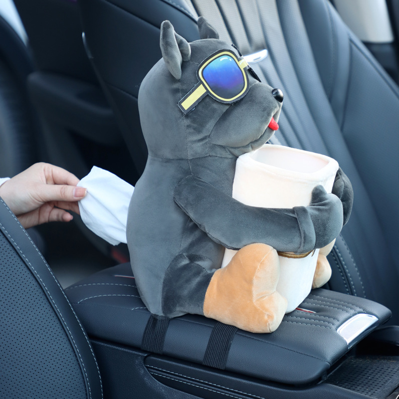 Dva u jednome: kutija za maramice u automobilu i kanta za otpad, visí na naslonek za ruku vozača, slatkog dizajna, veličina 27 × 33 cm