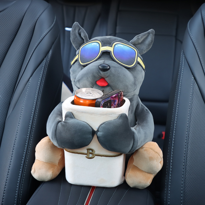 Dva u jednome: kutija za maramice u automobilu i kanta za otpad, visí na naslonek za ruku vozača, slatkog dizajna, veličina 27 × 33 cm