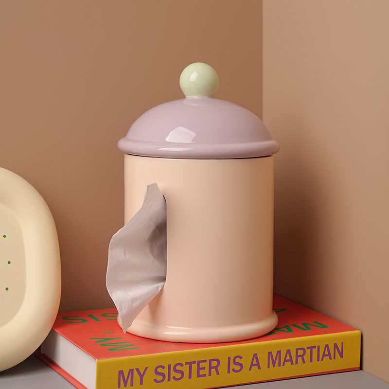 Behanmei Kreativna keramička kutija za maramice, bijeli porcelan, kućna dekoracija za dnevni boravak i stol za kavu