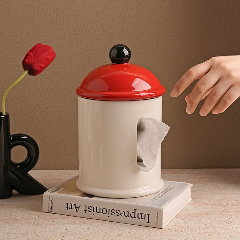 Behanmei Kreativna keramička kutija za maramice, bijeli porcelan, kućna dekoracija za dnevni boravak i stol za kavu