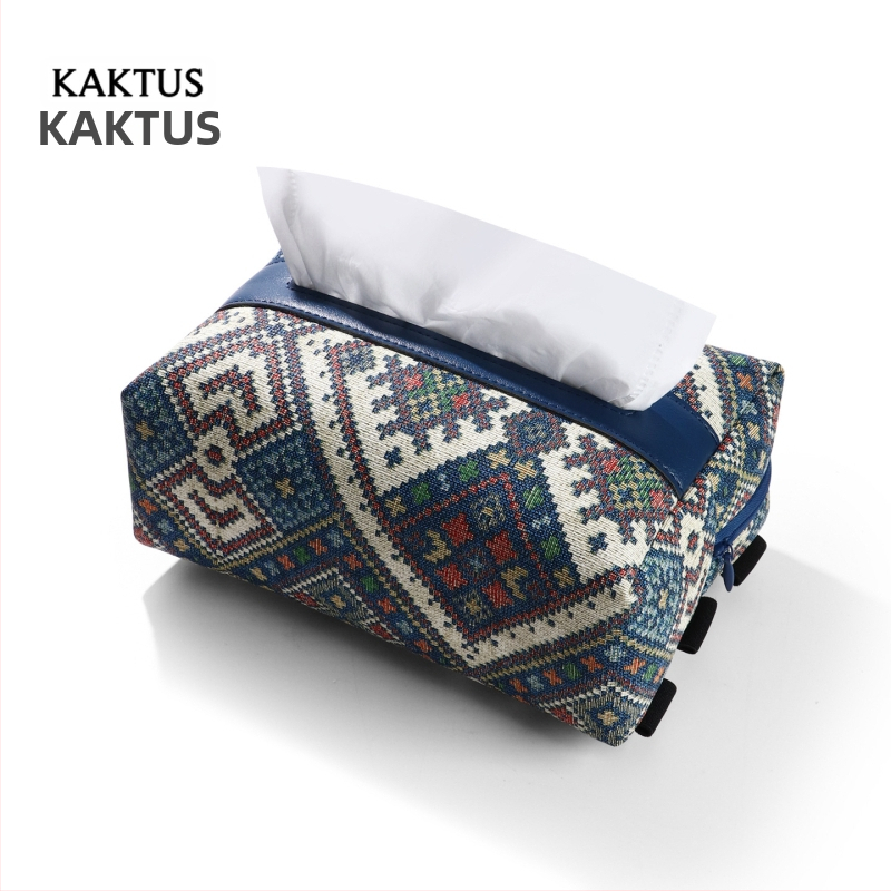 Kožna kutija za maramice za auto, etnički stil