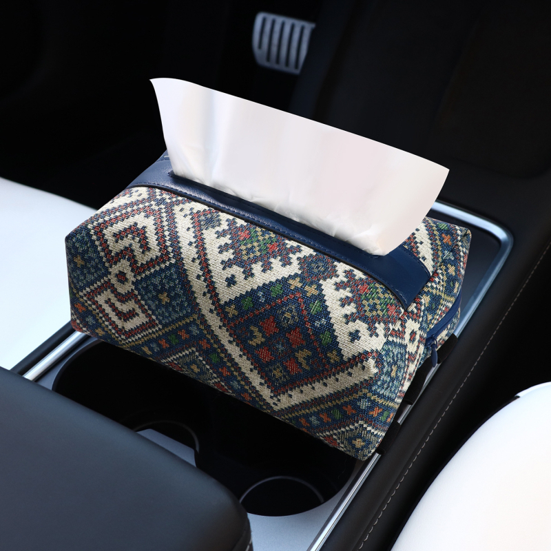 Kožna kutija za maramice za auto, etnički stil