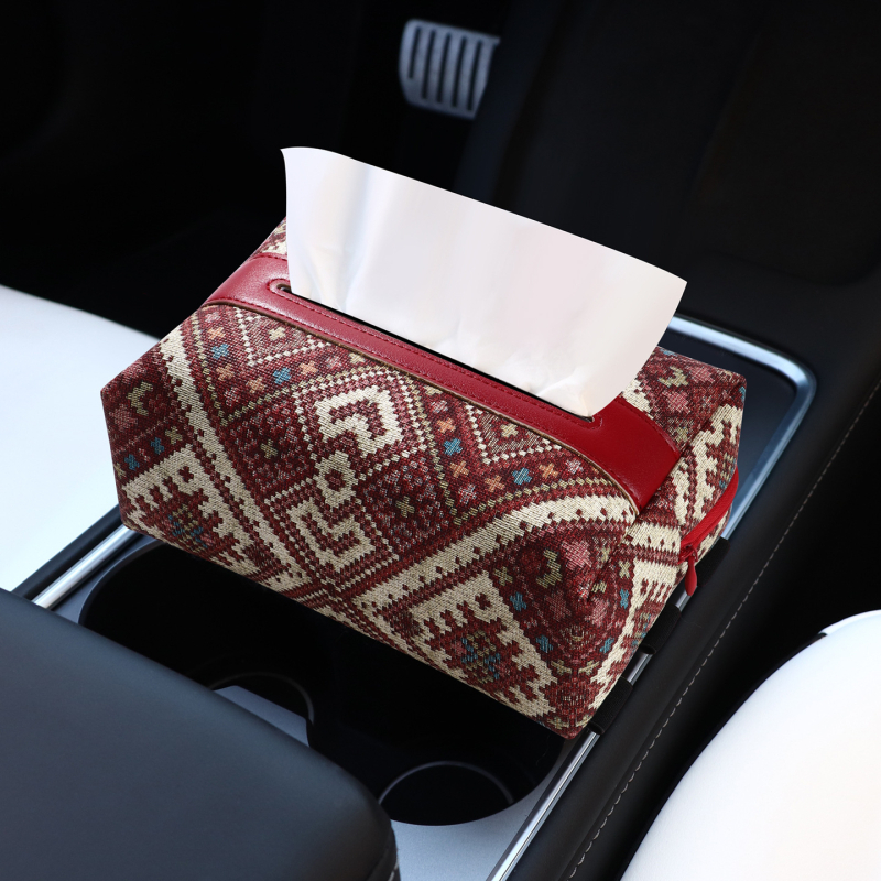 Kožna kutija za maramice za auto, etnički stil
