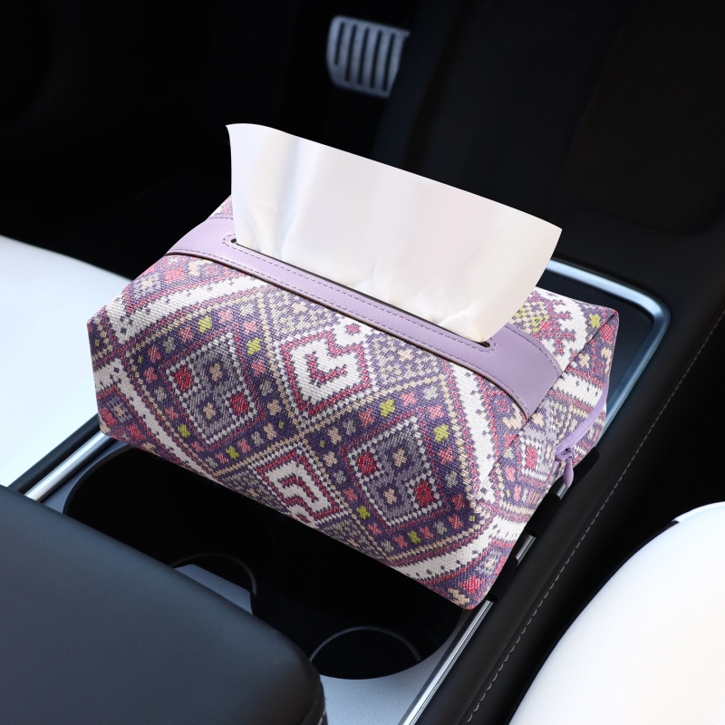 Kožna kutija za maramice za auto, etnički stil