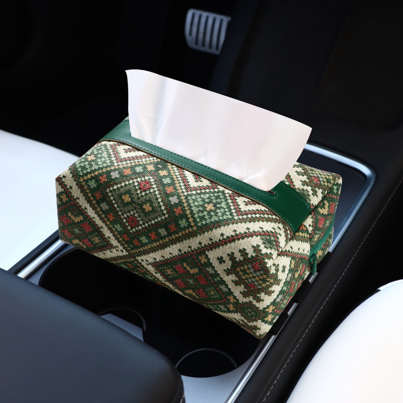 Kožna kutija za maramice za auto, etnički stil