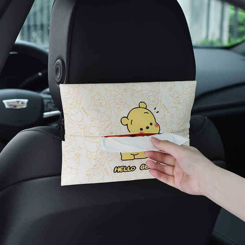 Platnena kutija za maramice za auto s karikaturalnim dizajnom, držač maramica na naslonjaču za ruku, viseća torbica za maramice u automobilu