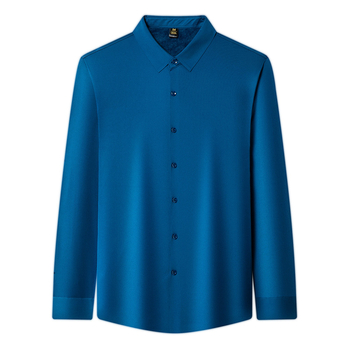 Férfi fleece-béléssel bélelt, varrat nélküli ing, téli kiadás, üzleti-kényelmi stílus, egyszínű, vasalásmentes, vastag meleg