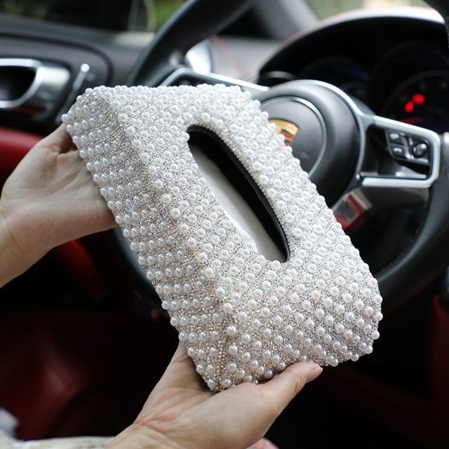 Kutija za maramice za automobil od kože od mikrovlakna s kristalnim ukrasom