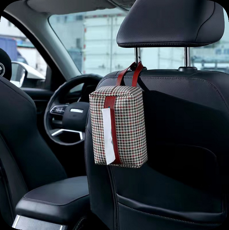 Kutija za maramice u automobilu s kožnim dizajnom, viseći dizajn, luksuzan dojam, držač maramica na naslon za ruku