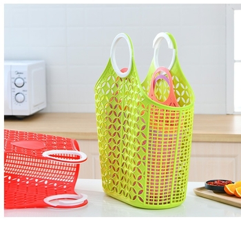 Veliki prijenosni košar za kupovinu i kupaonicu, PE koš s ratanskim uzorkom, organizator kupaonice, koš za užinu, dimenzije 46×16×45 cm