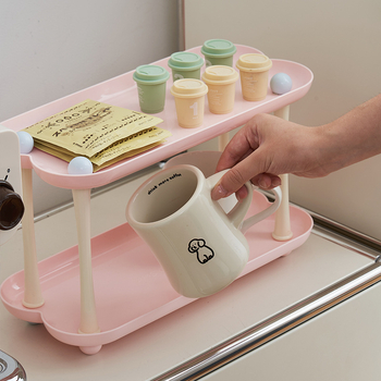 Sweetheart Macaron Stolni dvostruki regal za pohranu i kutija za pohranu za kupaonski pult