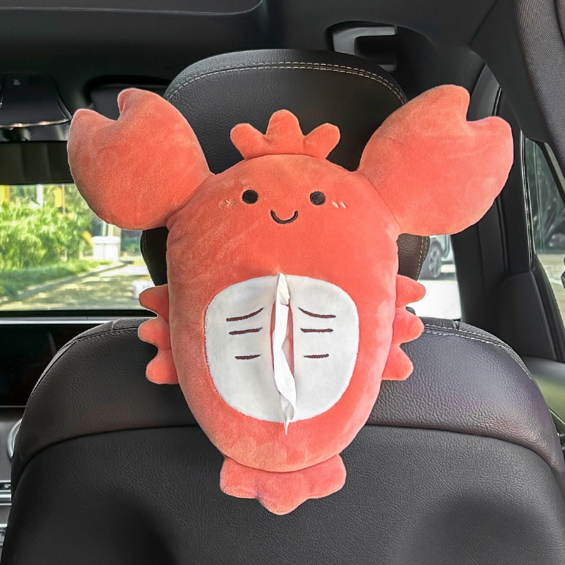 Kutija za maramice za automobil s slatkim crtić dizajnom, pričvršćena na stražnju stranu sjedala, plišani materijal, veličina 18×30 cm, zaštitni pokrov za sunce