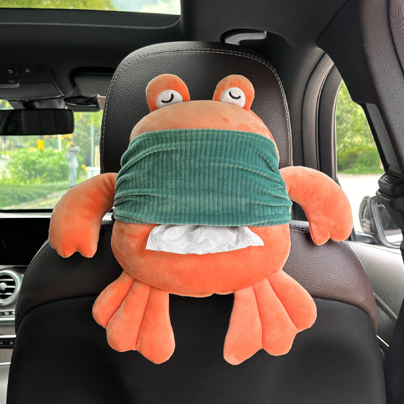 Kutija za maramice za automobil s slatkim crtić dizajnom, pričvršćena na stražnju stranu sjedala, plišani materijal, veličina 18×30 cm, zaštitni pokrov za sunce