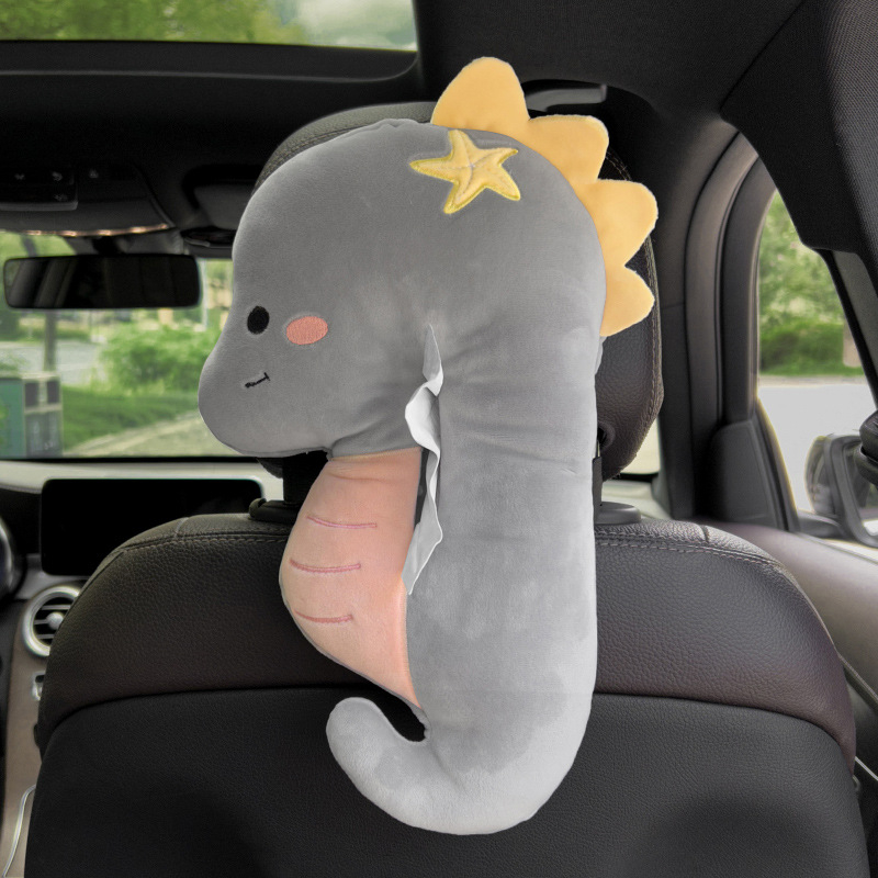 Kutija za maramice za automobil s slatkim crtić dizajnom, pričvršćena na stražnju stranu sjedala, plišani materijal, veličina 18×30 cm, zaštitni pokrov za sunce