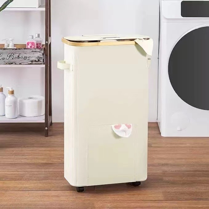 Sklopivi koš za rublje s kotačićima za kupaonicu, kompaktni spremnik za odlaganje odjeće i igračaka