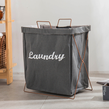 Vodootporna košara za rublje od pamuk-linen materijala, s sklopivim platnenim okvirom, japanskog minimalističkog stila