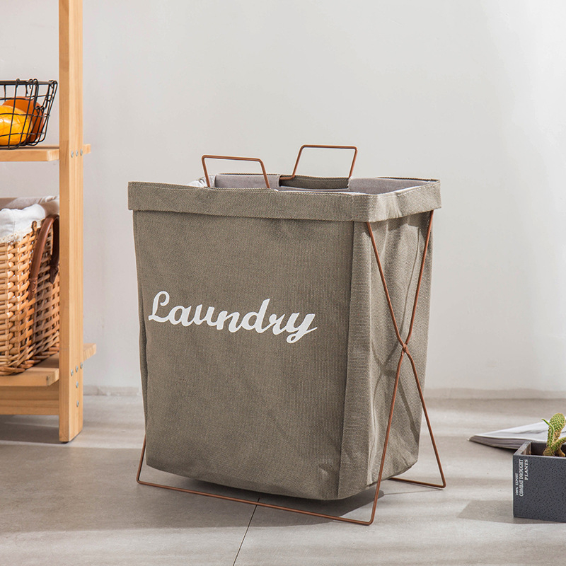 Vodootporna košara za rublje od pamuk-linen materijala, s sklopivim platnenim okvirom, japanskog minimalističkog stila