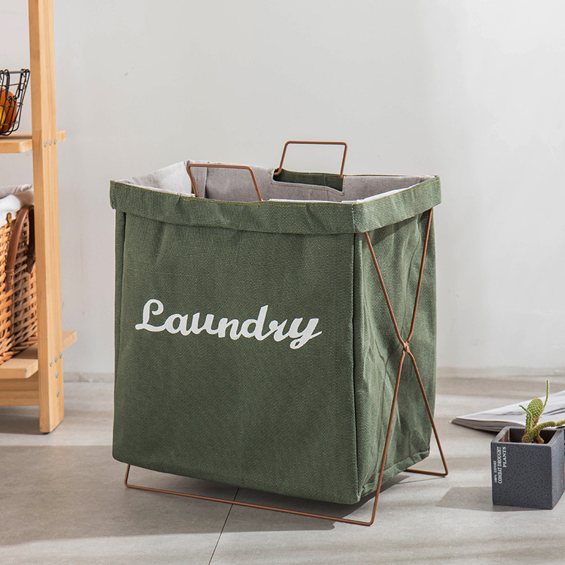 Vodootporna košara za rublje od pamuk-linen materijala, s sklopivim platnenim okvirom, japanskog minimalističkog stila