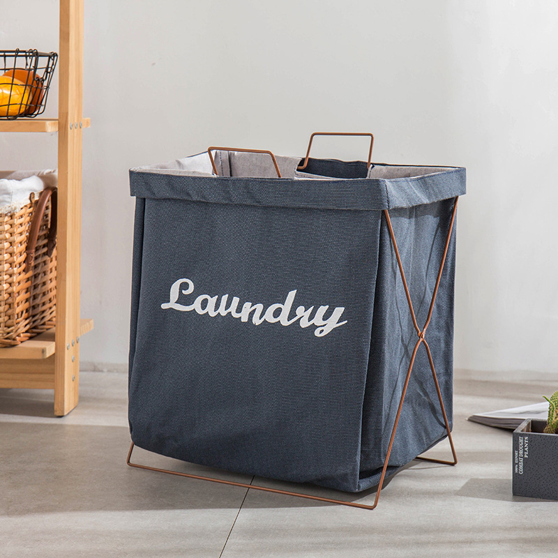 Vodootporna košara za rublje od pamuk-linen materijala, s sklopivim platnenim okvirom, japanskog minimalističkog stila
